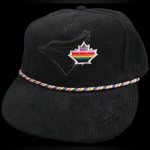 Blue Jays Pride Corduroy Hat Adjustable With Rainbow Maple Leaf